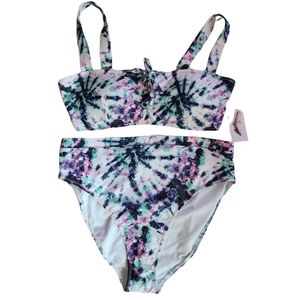 NWT Jessica Simpson Tie Dye Two Piece Swimsuit SzL